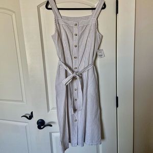 Striped knee length dress (beige/white)